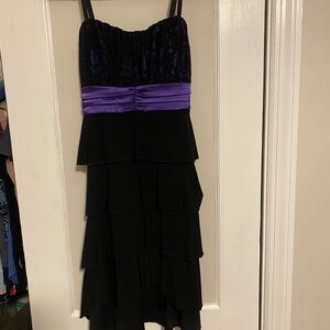 DEB Black and Purple Tiered Dress